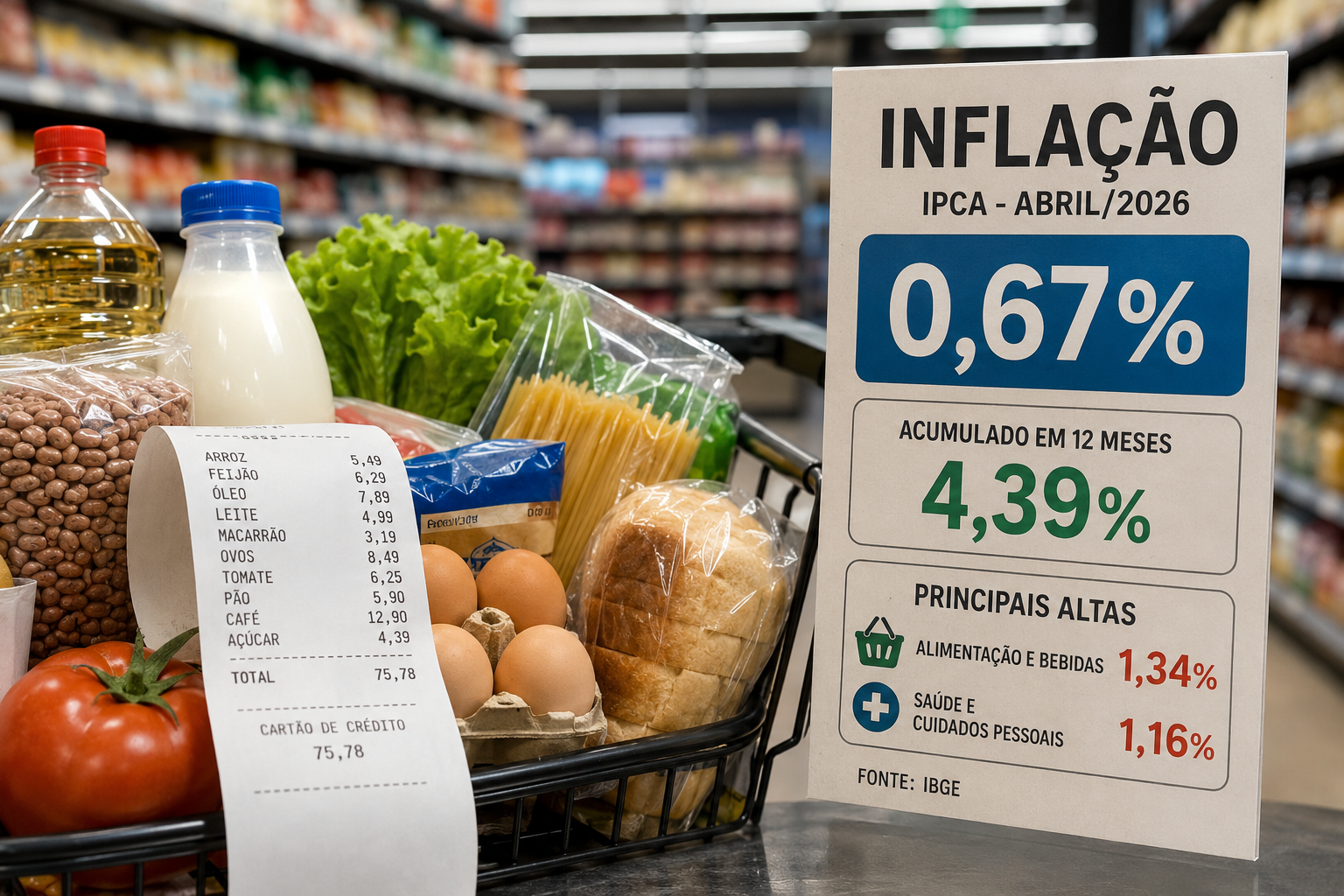 Inflação desacelera em abril, mas alimentos e remédios ainda pesam no bolso