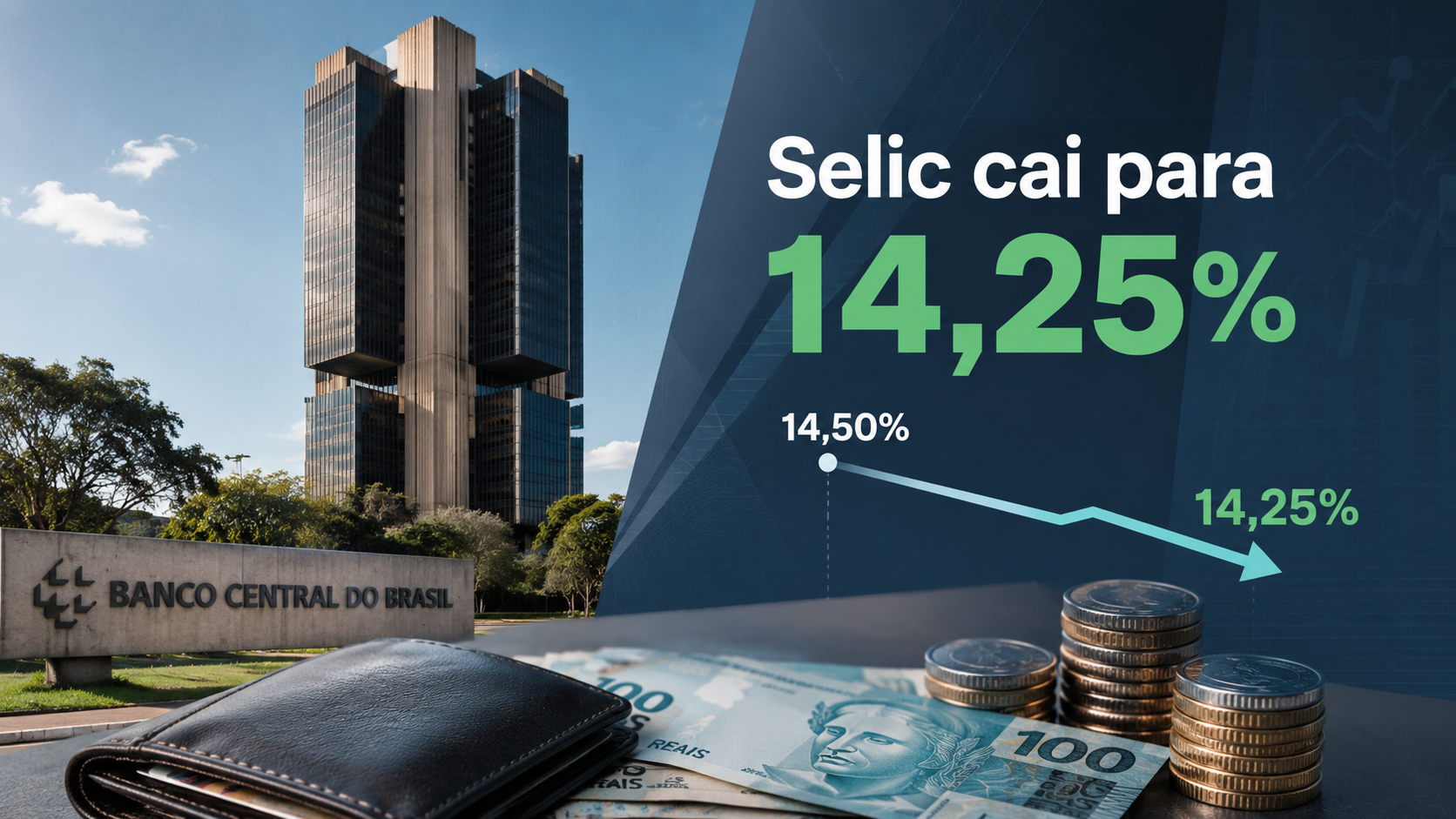 Banco Central reduz Selic para 14,25%: entenda o impacto no seu bolso
