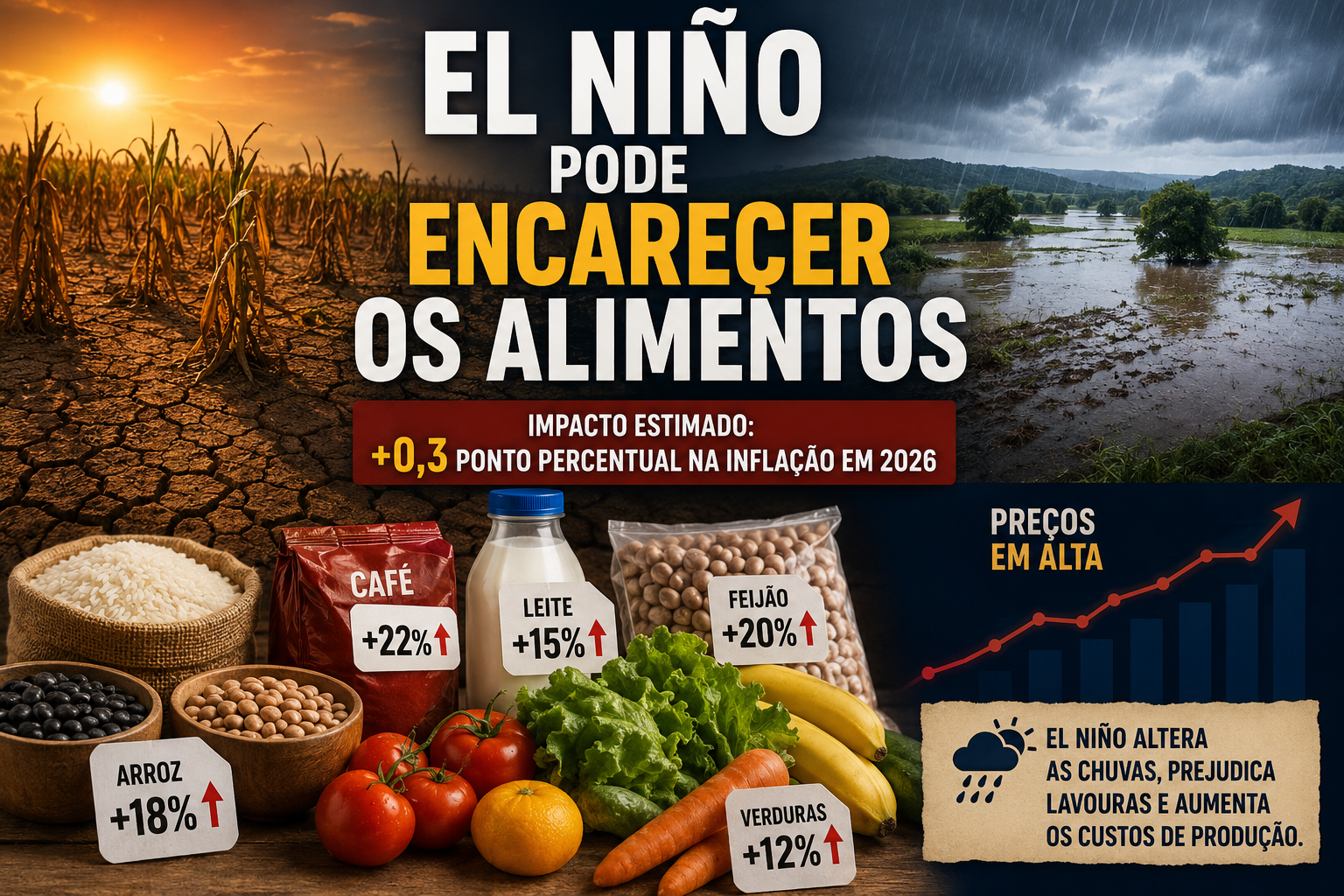 El Niño aumenta risco de alimentos mais caros no Brasil